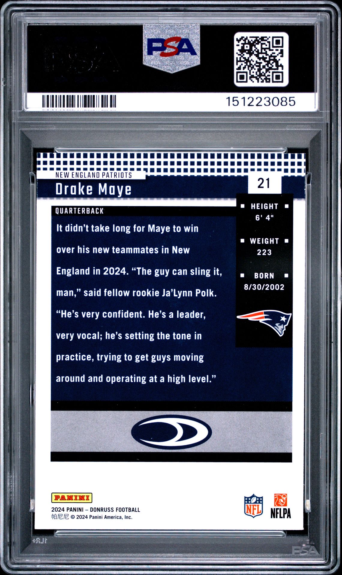 2024 Panini Donruss Retro 2004 Drake Maye #21 Mint 9 back