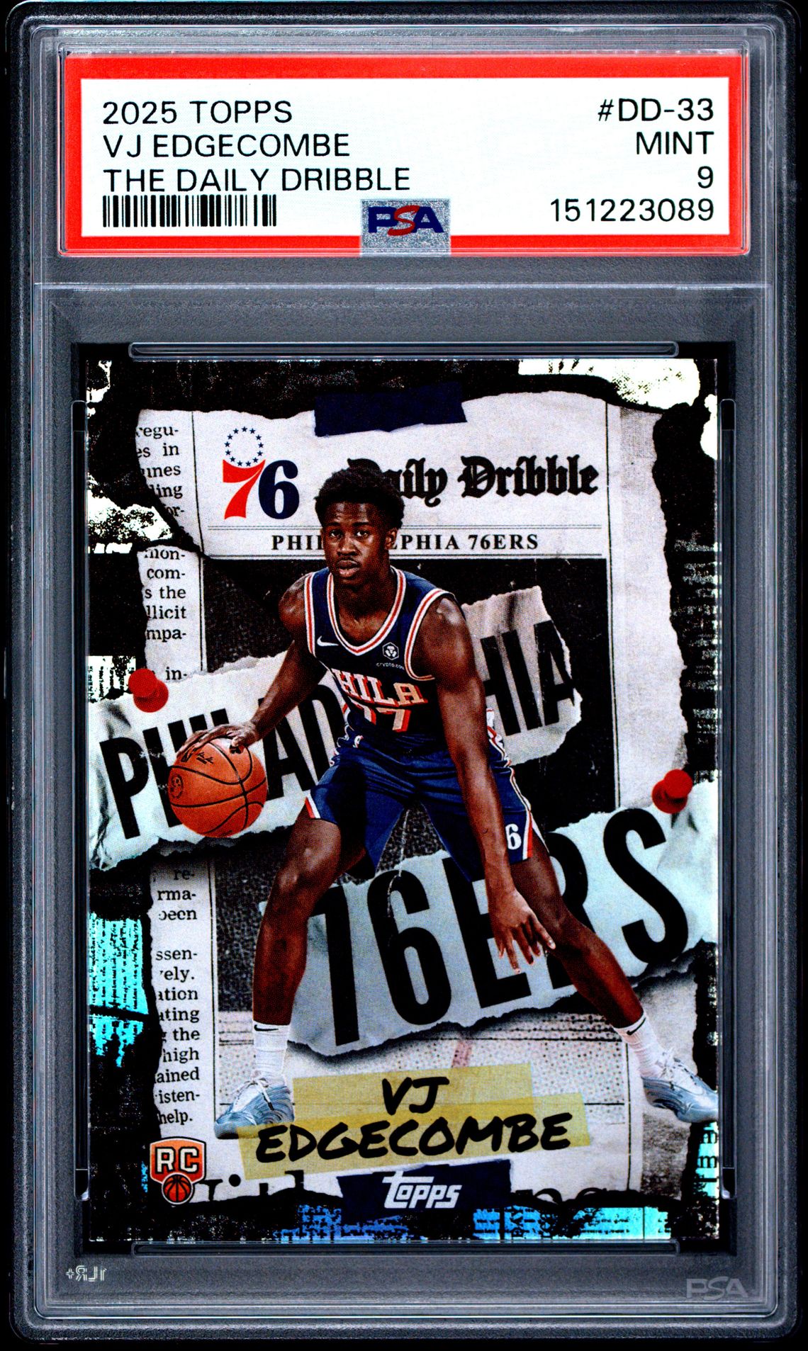 2025 Topps The Daily Dribble Vj Edgecombe #Dd-33 Mint 9 front
