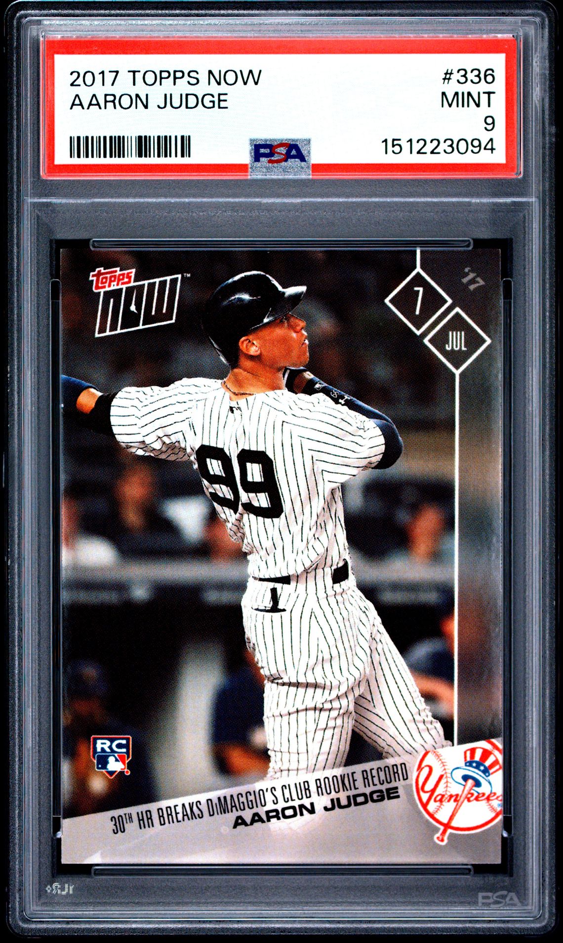 2017 Topps Now Aaron Judge #336 Mint 9 front