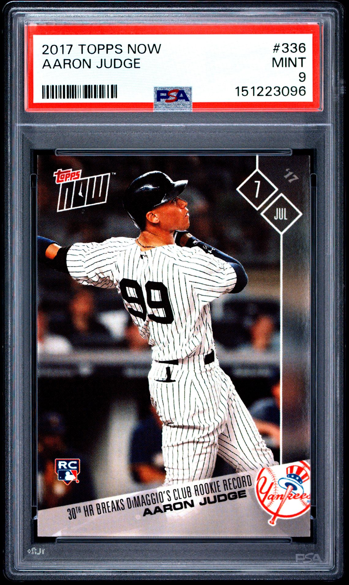 2017 Topps Now Aaron Judge #336 Mint 9 front