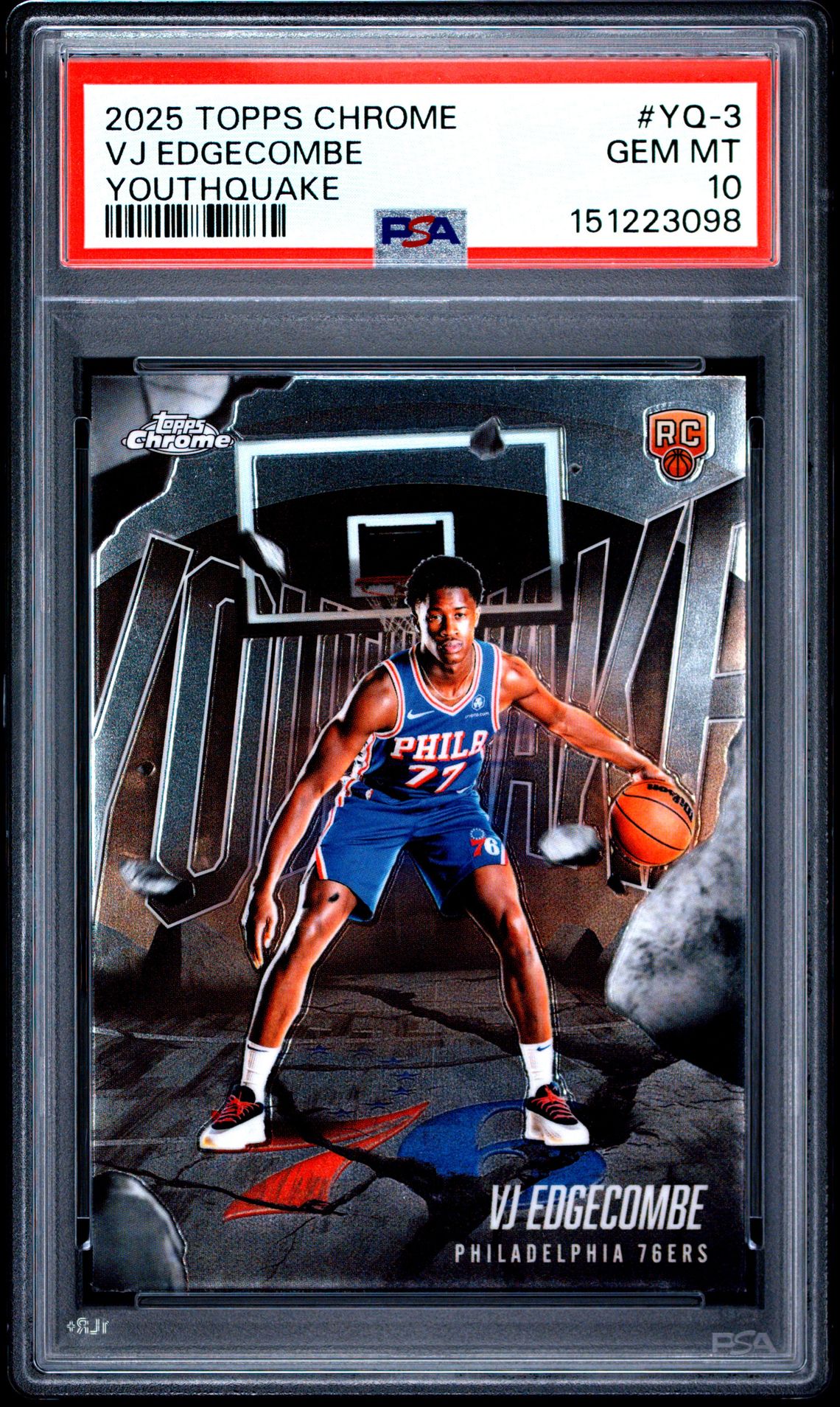 2025 Topps Chrome Youthquake Vj Edgecombe #Yq-3 Gem Mt 10 front