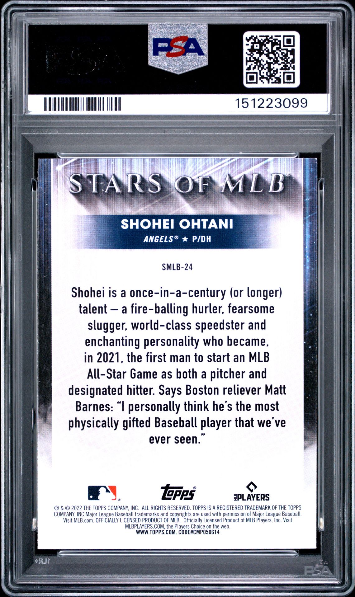 2022 Topps Stars Of Mlb Shohei Ohtani #Smlb24 (Stars Of Mlb) Mint 9 back