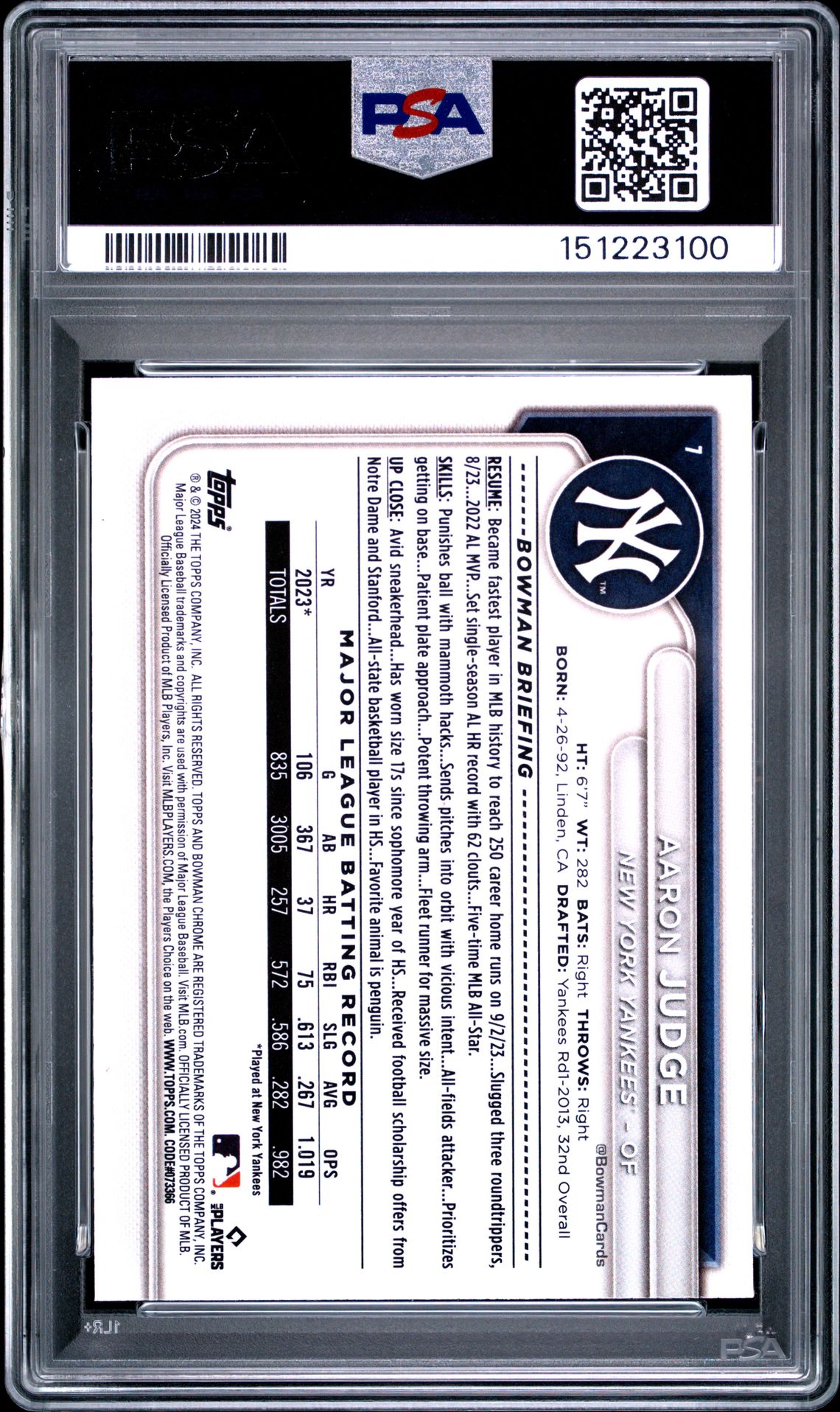 2024 Bowman Mega Box Chrome Aaron Judge #7 Nm-Mt 8 back