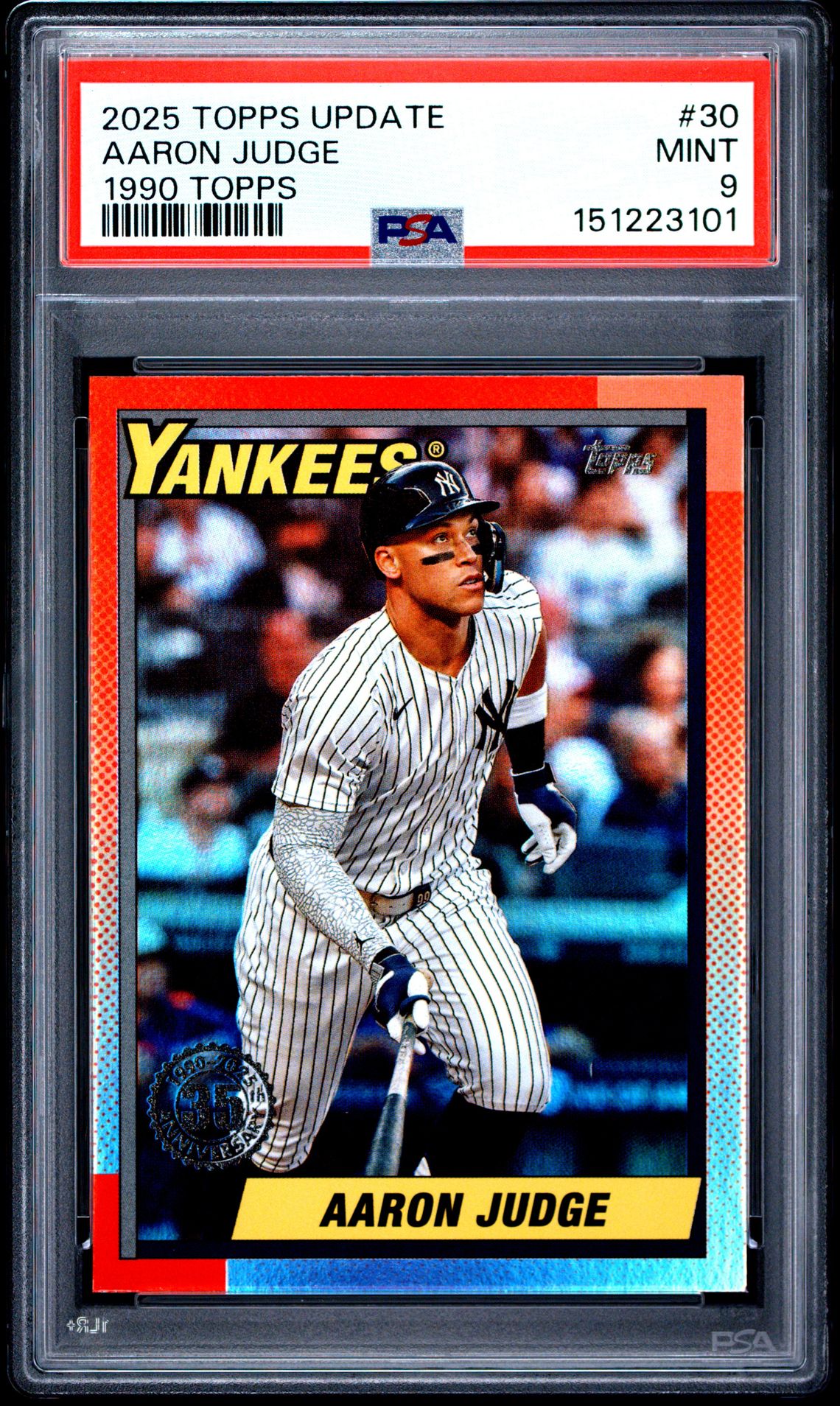 2025 Topps Update 1990 Topps Baseball Aaron Judge #30 Mint 9 front