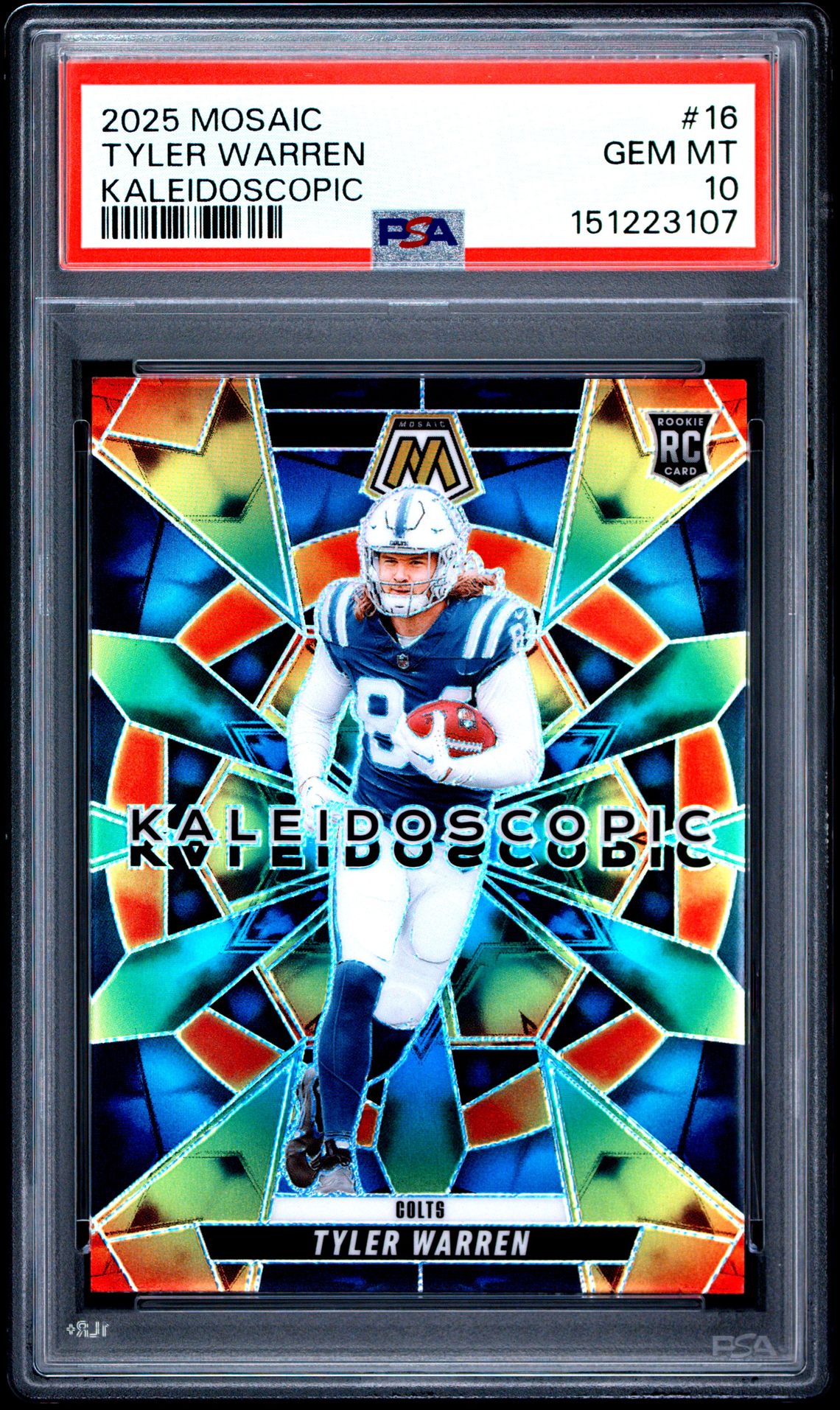 2025 Panini Mosaic Kaleidoscopic Tyler Warren #16 Gem Mt 10 front view - PSA graded GEM MT 10