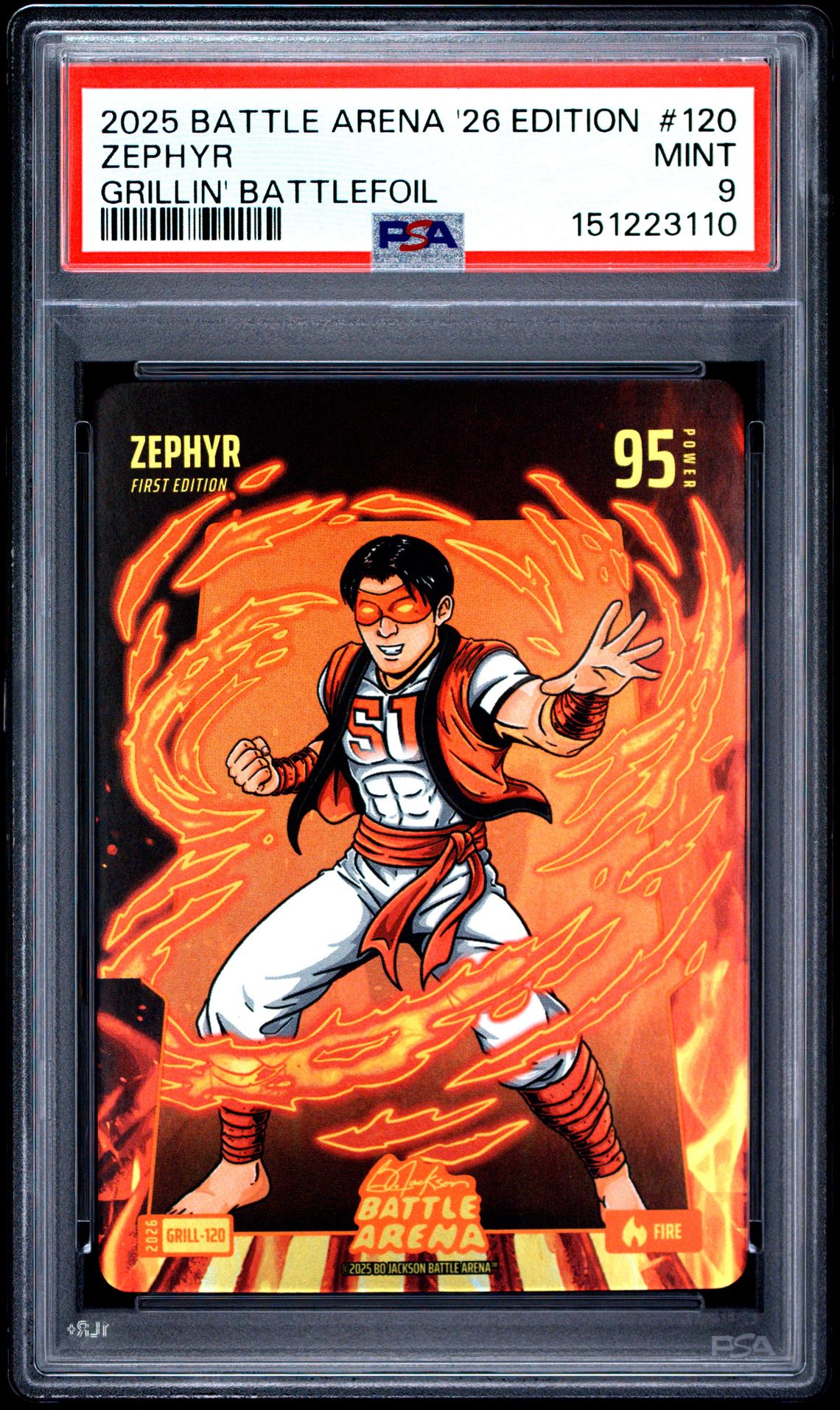 2025 Bo Jackson Battle Arena 2026 Edition Grillin' Battlefoil Zephyr #120 Mint 9 front