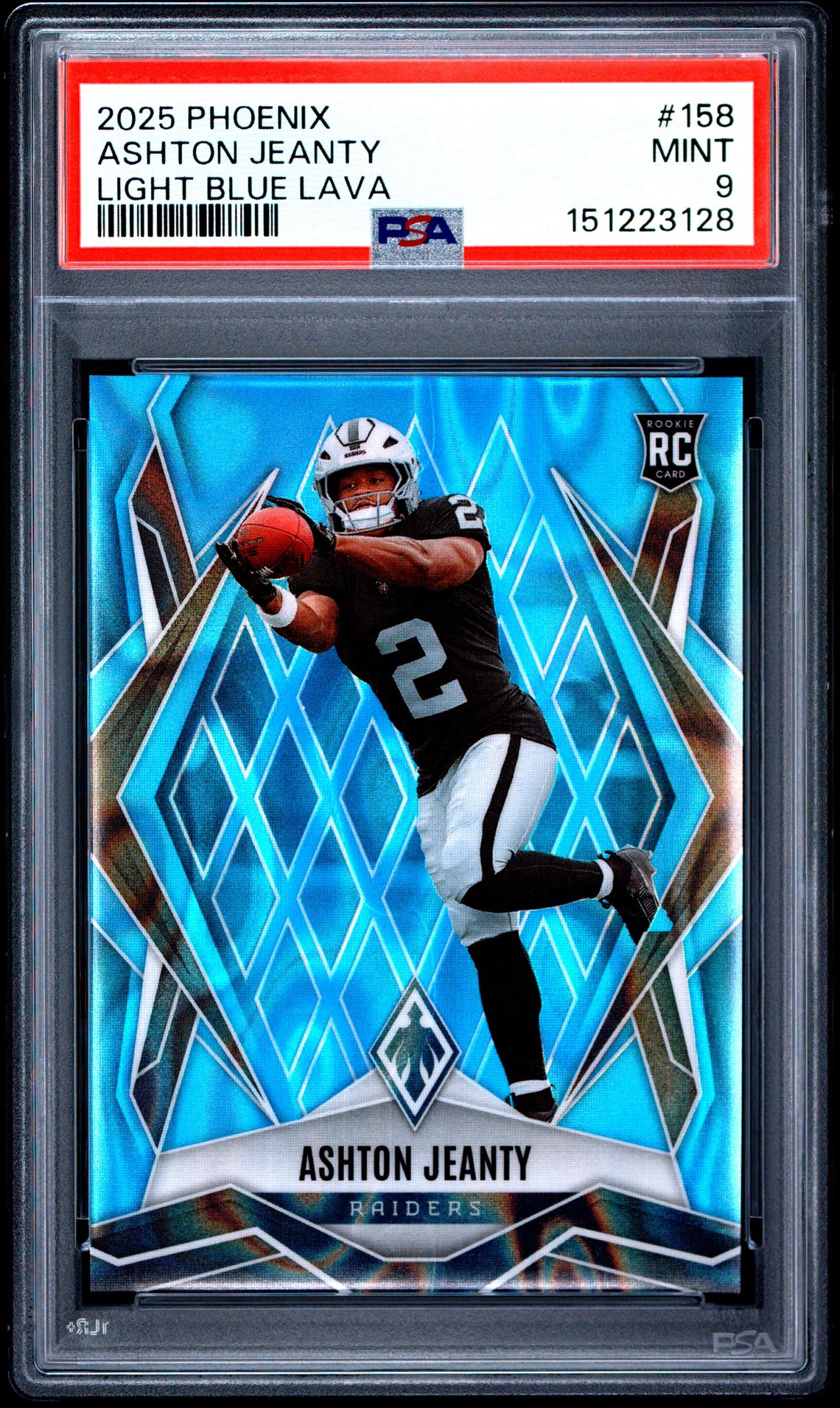 2025 Panini Phoenix Ashton Jeanty #158 (Light Blue Lava) Mint 9 front