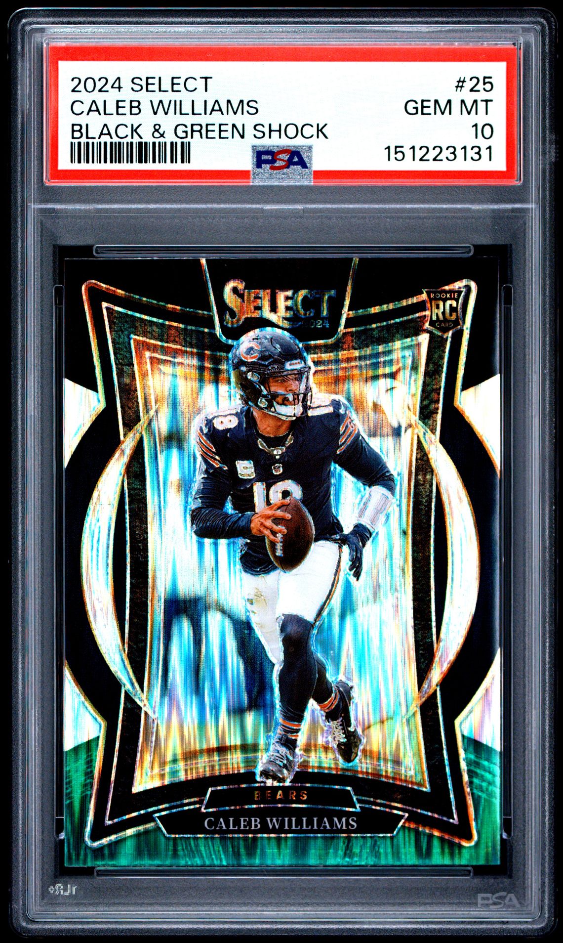 2024 Panini Select Caleb Williams #25 (Black & Green Shock) Gem Mt 10 front