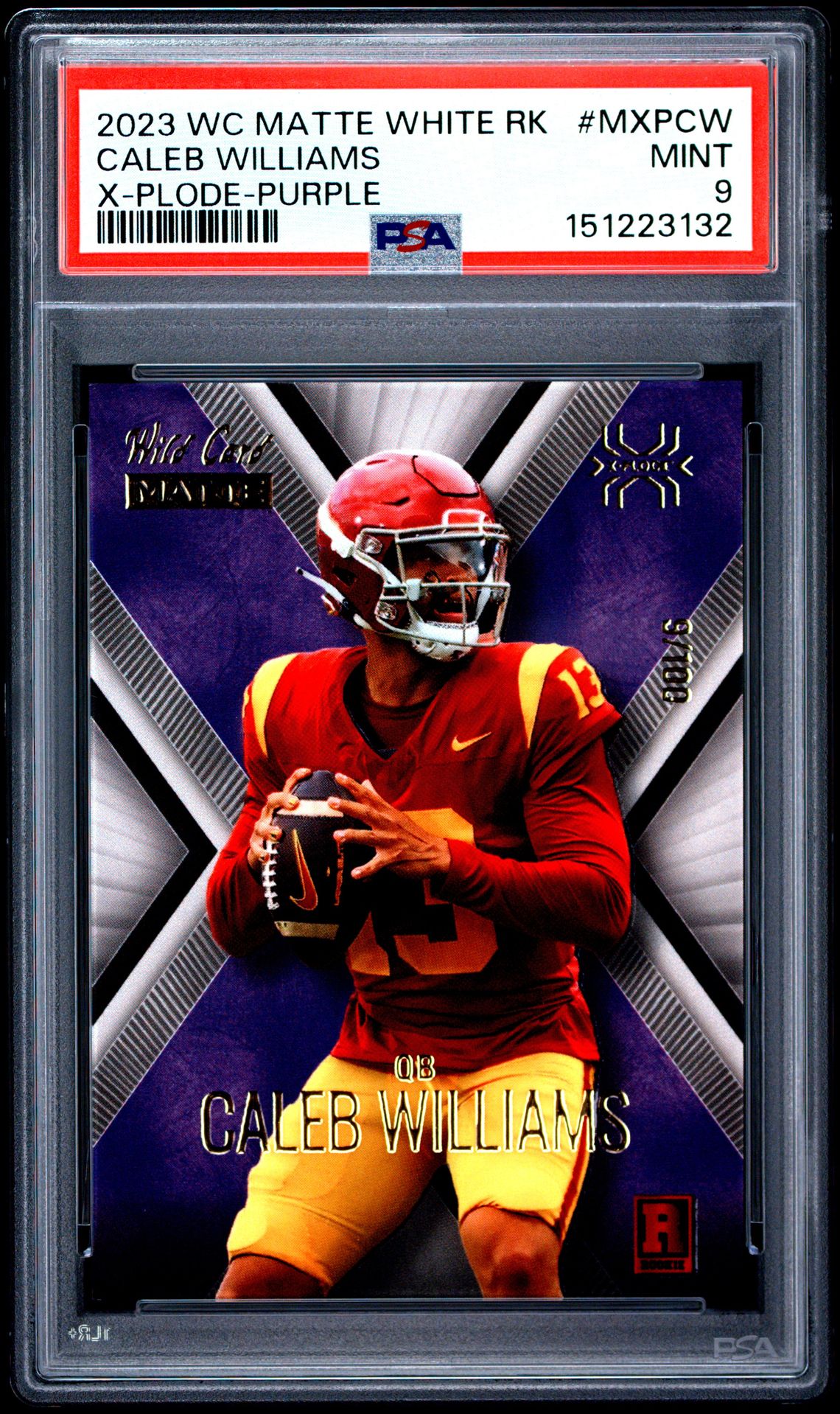 2023 Wild Card Matte White Rookie Edition X-Plode Caleb Williams #Mxpcw (X-Plode-Purple) Mint 9 front