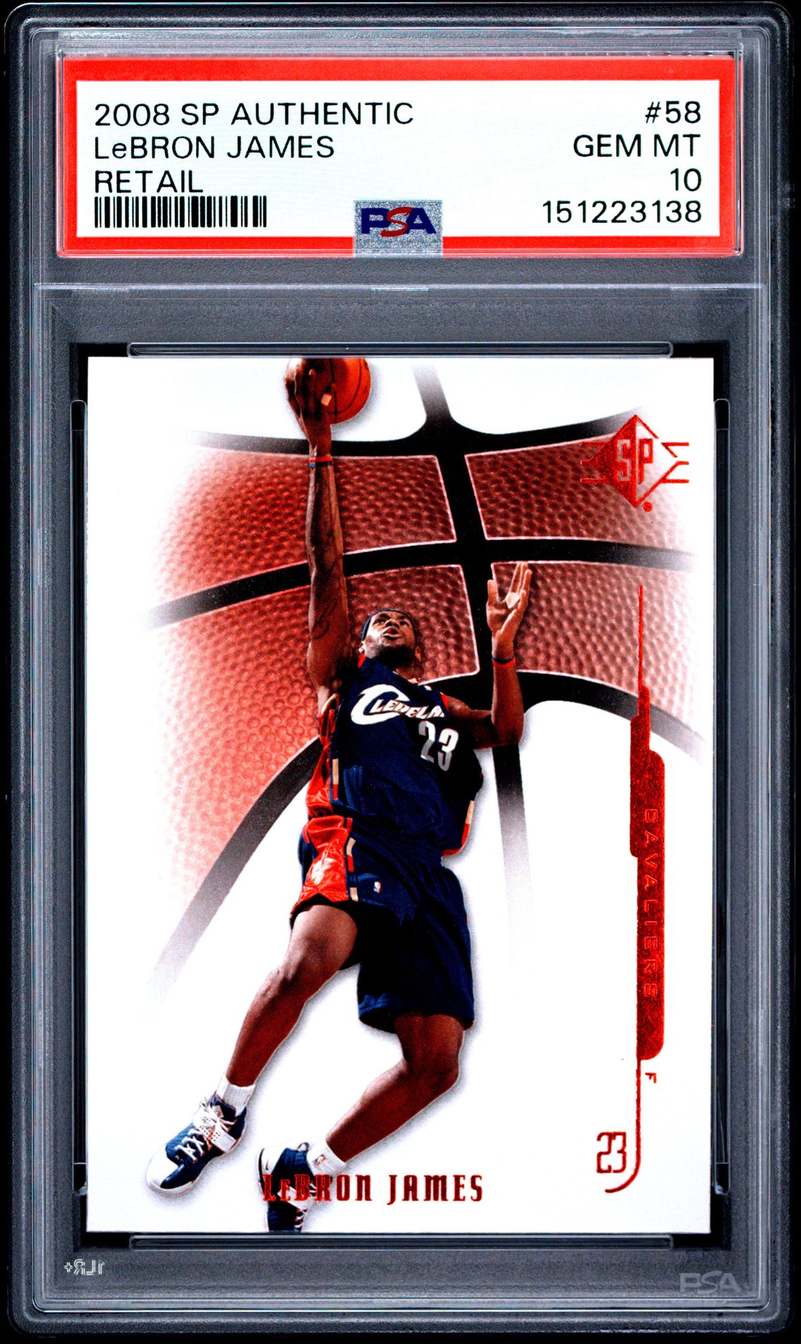 2008 Sp Authentic Lebron James #58 (Retail) Gem Mt 10 front