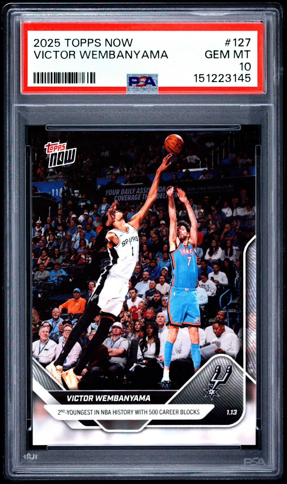 2025 Topps Now Victor Wembanyama #127 Gem Mt 10 front