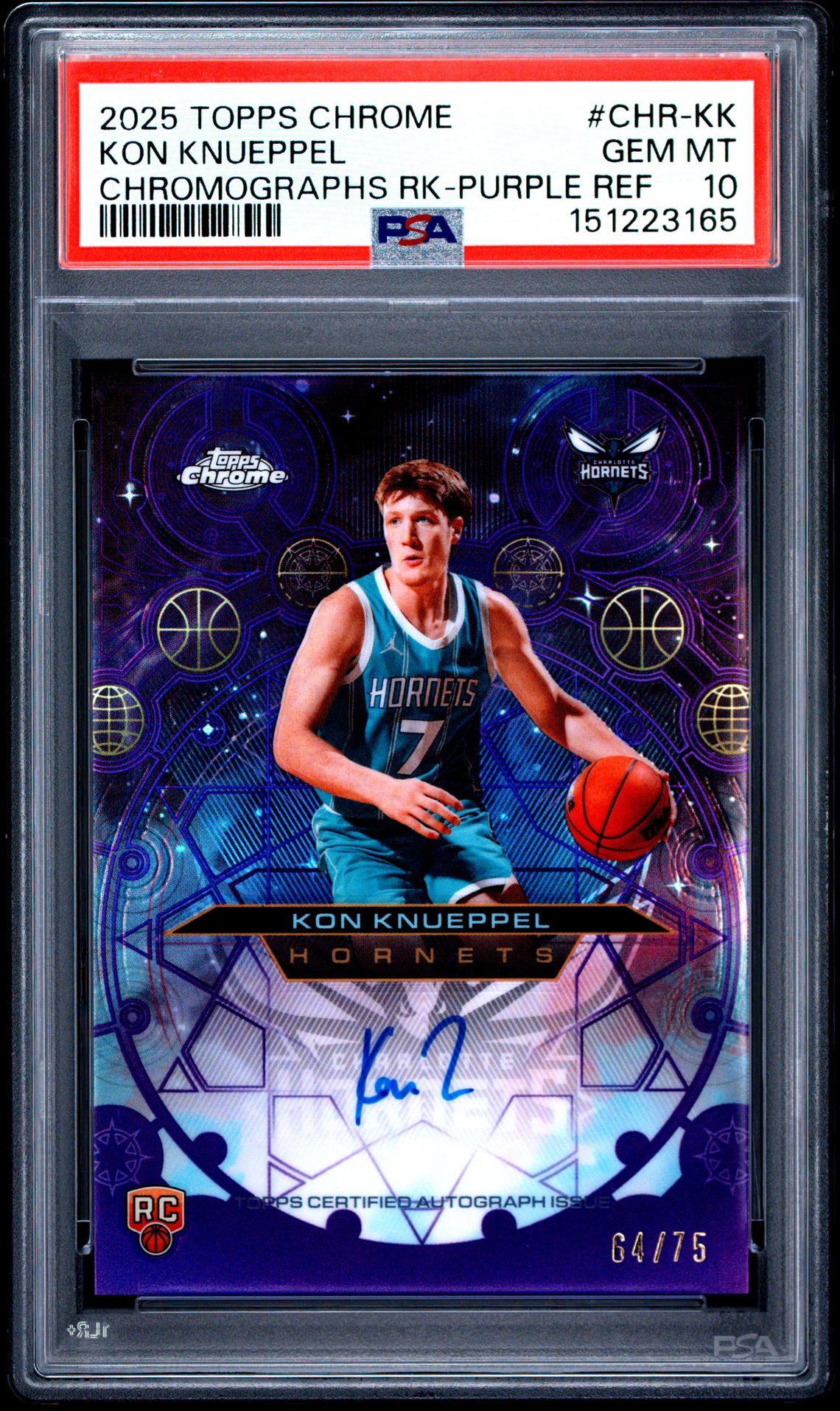 2025 Topps Chrome Chromographs Rookies Kon Knueppel #Chr-Kk (Chromographs Rk-Purple Ref) Gem Mt 10 front