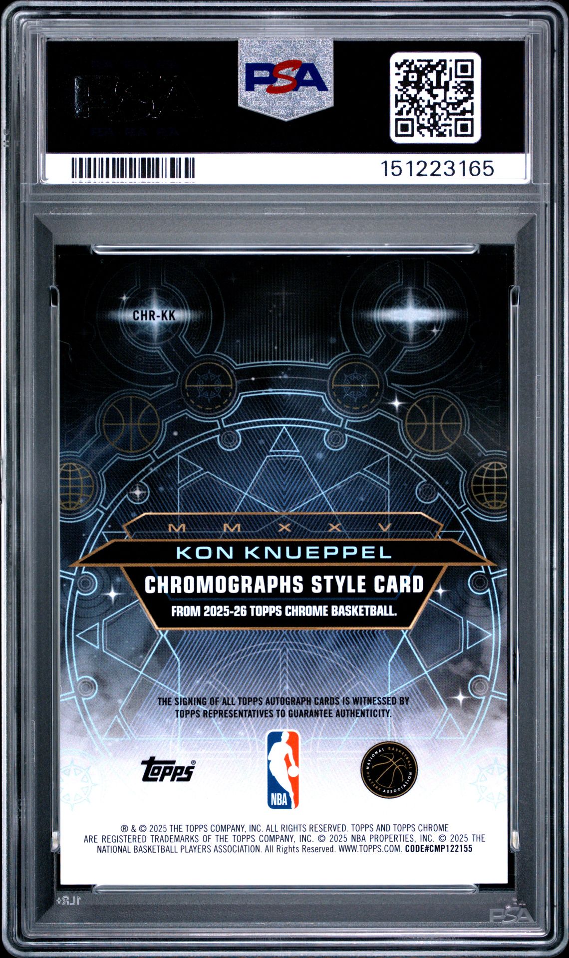 2025 Topps Chrome Chromographs Rookies Kon Knueppel #Chr-Kk (Chromographs Rk-Purple Ref) Gem Mt 10 back