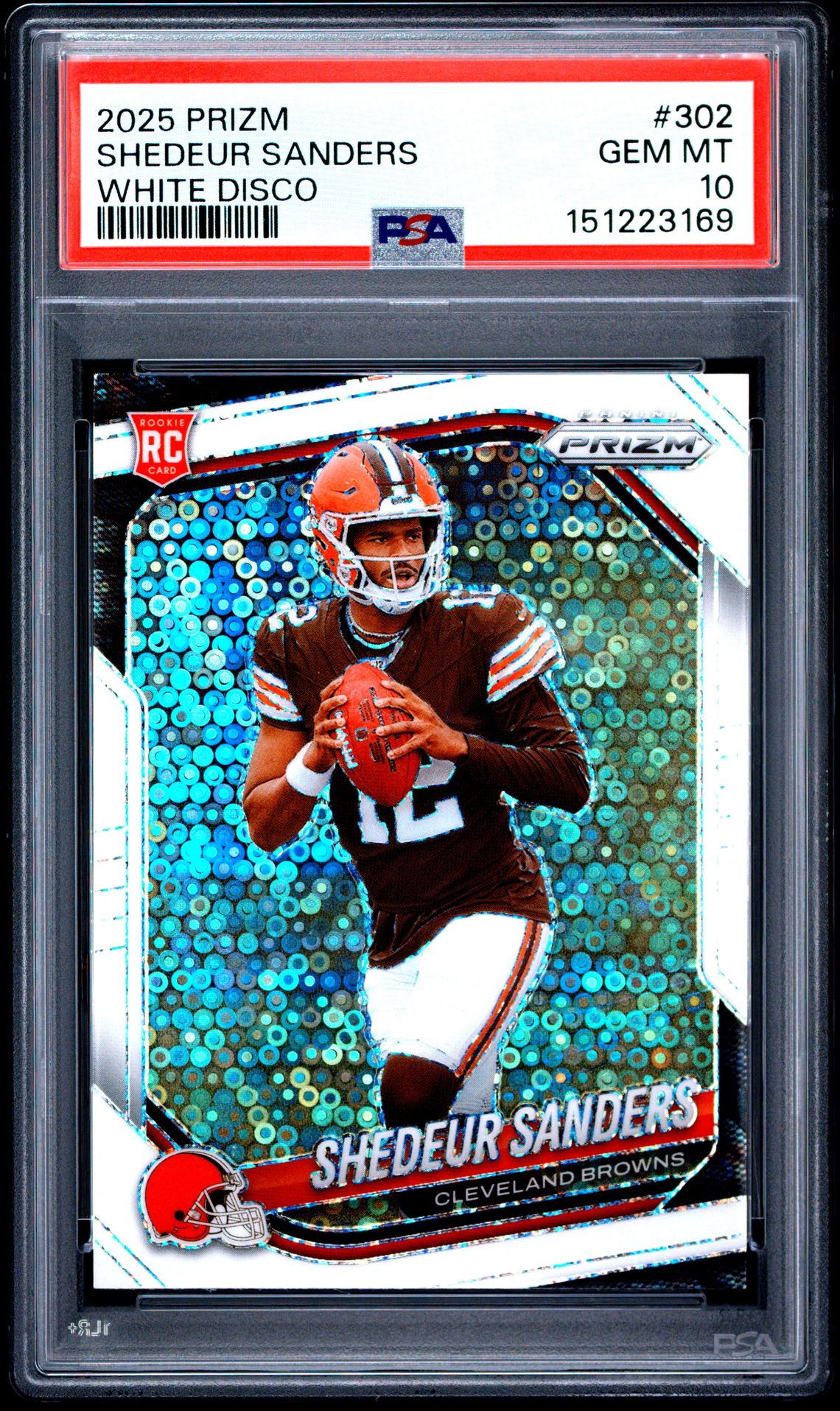 2025 Panini Prizm Shedeur Sanders #302 (White Disco) Gem Mt 10 front