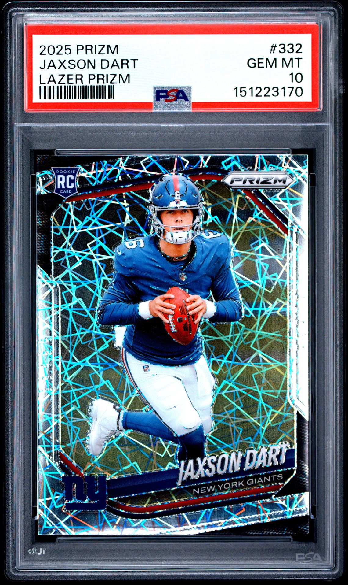 2025 Panini Prizm Jaxson Dart #332 (Lazer Prizm) Gem Mt 10 front