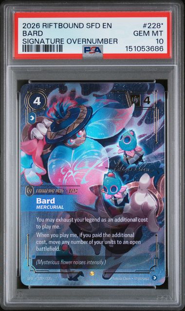 2026 RIFTBOUND: LEAGUE OF LEGENDS SFD-SPIRITFORGED SIGNATURE OVERNUMBER #228* Bard front