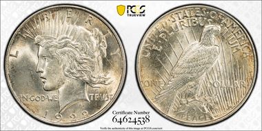 1922 $1 VAM 1A, Line in Tiara MS63