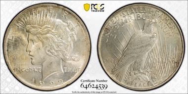 1922 $1 VAM 2F, Hair Pin MS63