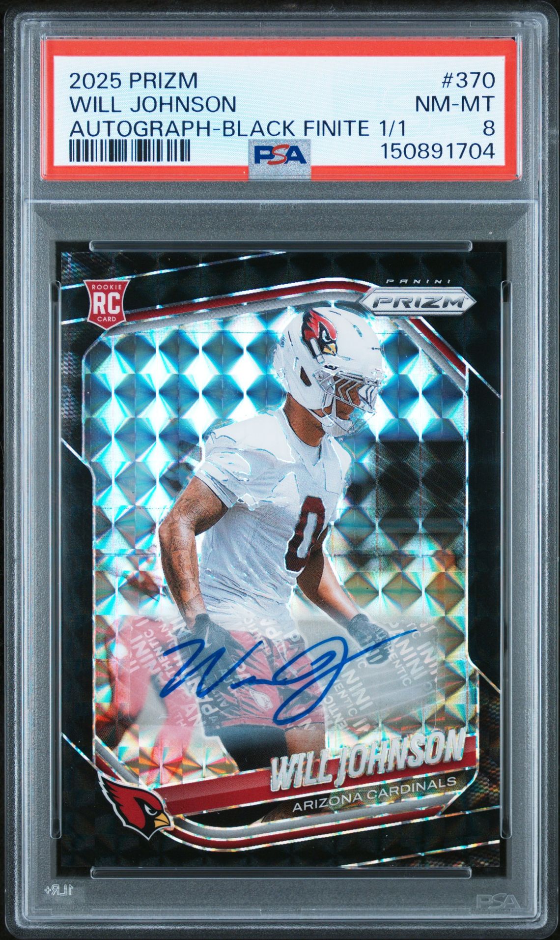 2025 Panini PANINI PRIZM AUTOGRAPH-BLACK FINITE 1/1 #370 Will Johnson front