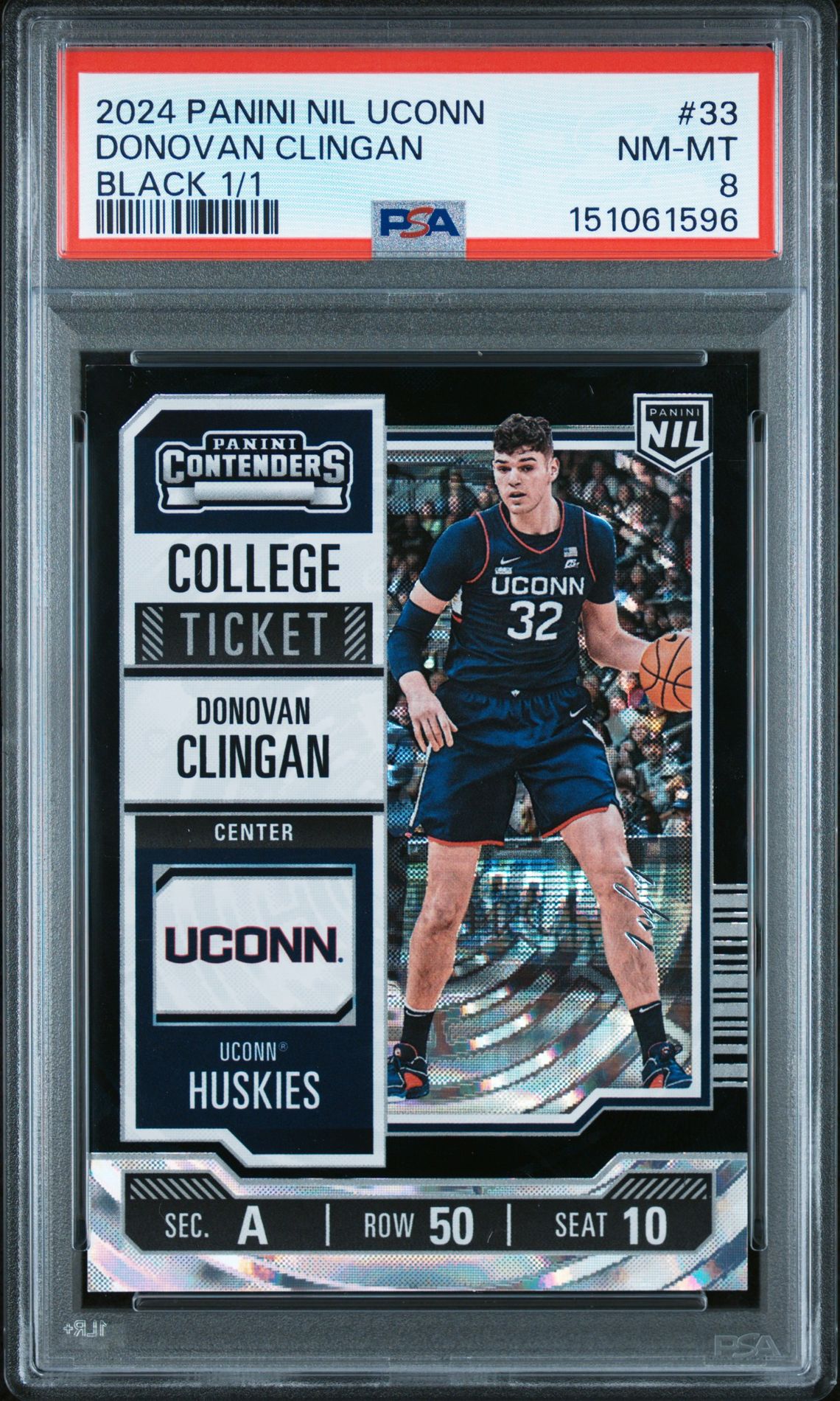 2024 Panini PANINI NIL UCONN BLACK 1/1 #33 Donovan Clingan front