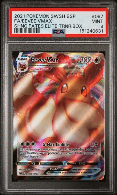 2021 Pokemon Black Star Promo SHNG.FATES ELITE TRNR.BOX #087 FA/Eevee VMAX front