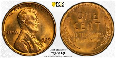 1936-S 1C MS67+ RD