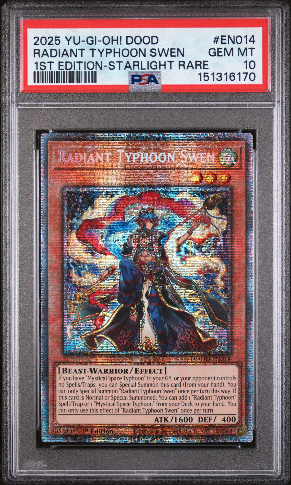2025 Yu-Gi-Oh! YU-GI-OH! DOOD-DOOM OF DIMENSIONS 1ST EDITION-STARLIGHT RARE #EN014 Radiant Typhoon Swen front