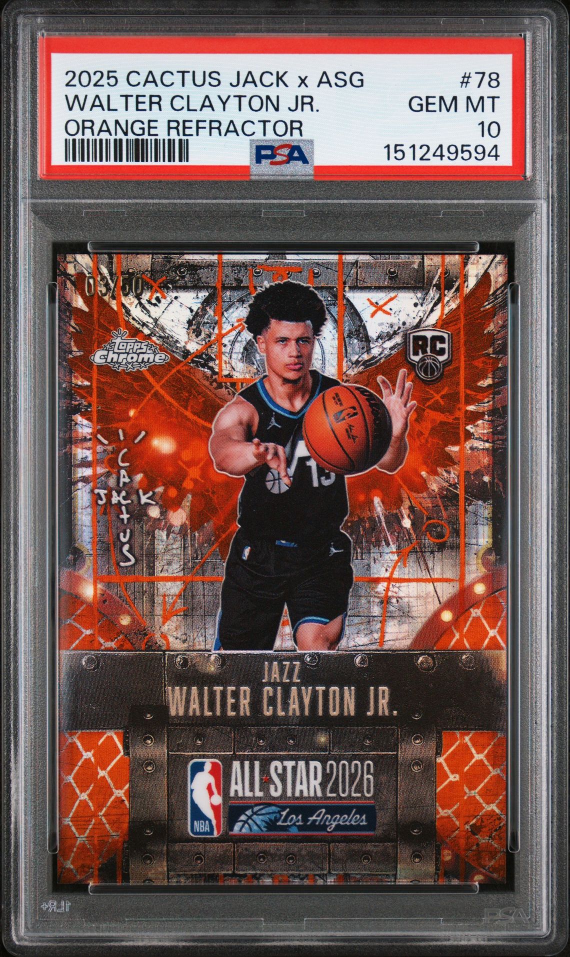 2025 Topps Chrome TOPPS CHROME CACTUS JACK X NBA ALL-STAR GAME ORANGE REFRACTOR #78 Walter Clayton Jr. front