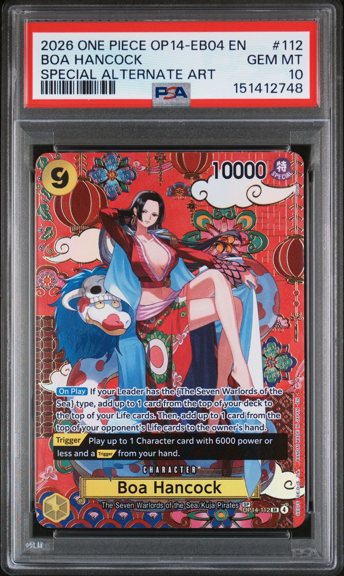 2026 One Piece Op14-Eb04-The Azure Sea's Seven Boa Hancock #112 (Special Alternate Art) Gem Mt 10 front