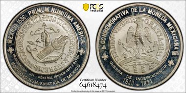 1976-Mo Medal Numismatic Society Ag 1811 8 Real SP67