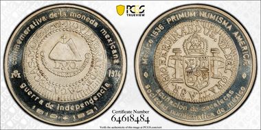 1974-Mo Medal Numismatic Society Ag 1810 8R Zacatecas SP68