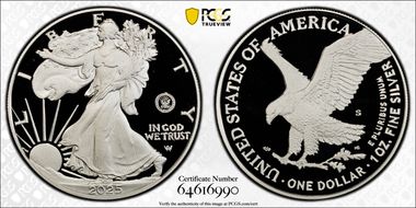 2025-S $1 Silver Eagle w/ U.S. Navy Privy 250th Anniversary First Strike PR70DCAM