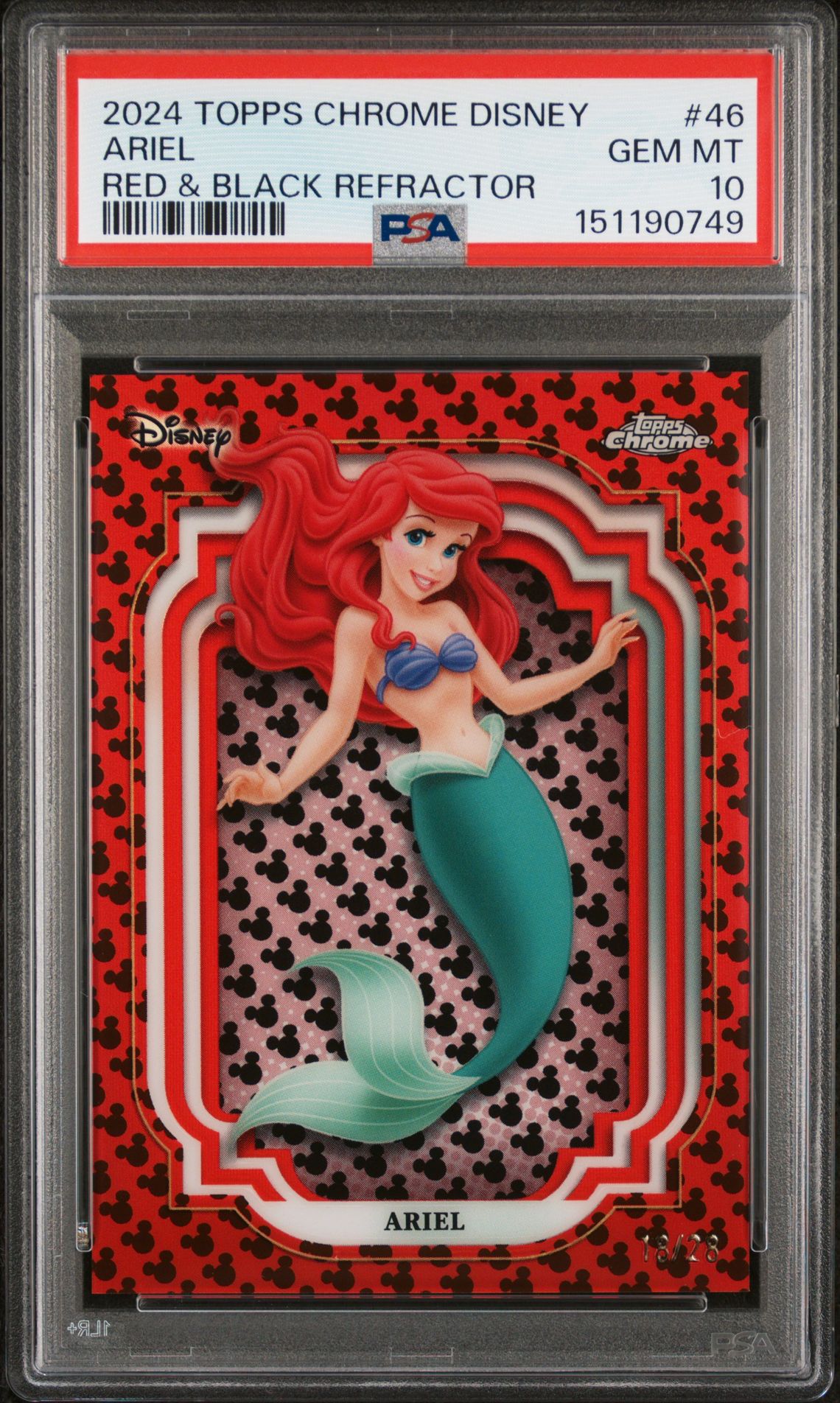 2024 Topps TOPPS CHROME DISNEY RED & BLACK REFRACTOR #46 Ariel front
