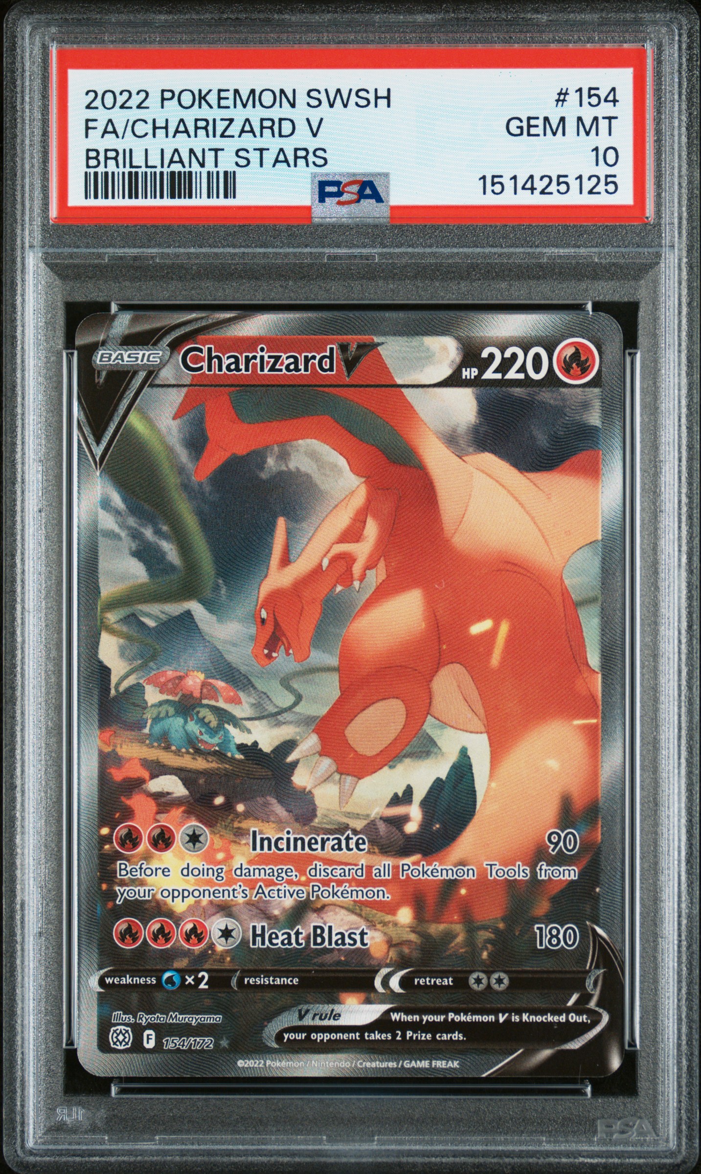 2022 #154 Full Art/Charizard V PSA 10 Sword & Shield Brilliant Stars