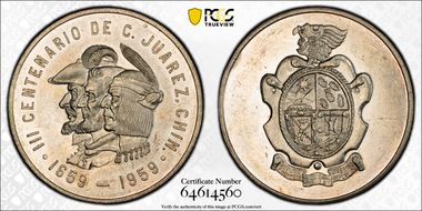 1959 Medal Grove-739a Ag C.Juarez Chihuahua AU58