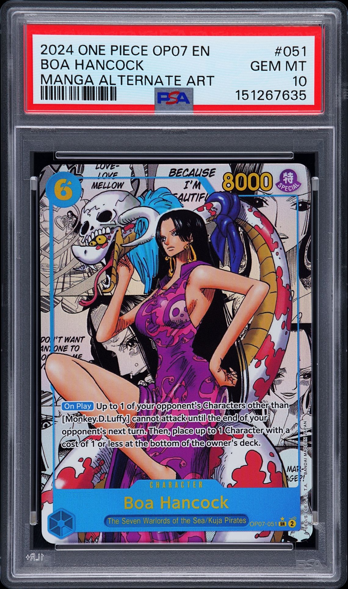 2024 One Piece ONE PIECE OP07-500 YEARS IN THE FUTURE MANGA ALTERNATE ART #051 Boa Hancock front