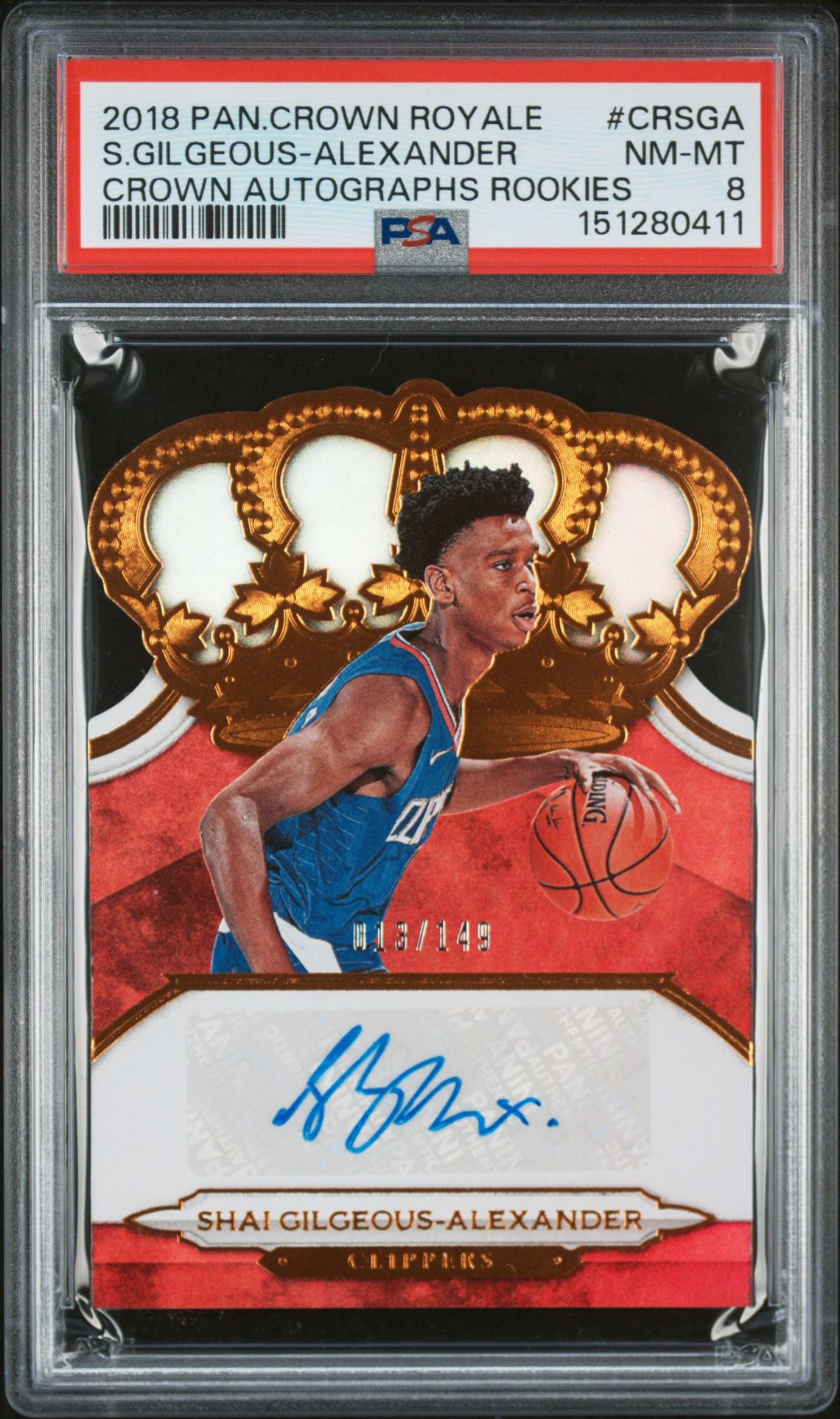 2018 Panini PANINI CROWN ROYALE CROWN AUTOGRAPHS ROOKIES #CRSGA S.Gilgeous-Alexander front