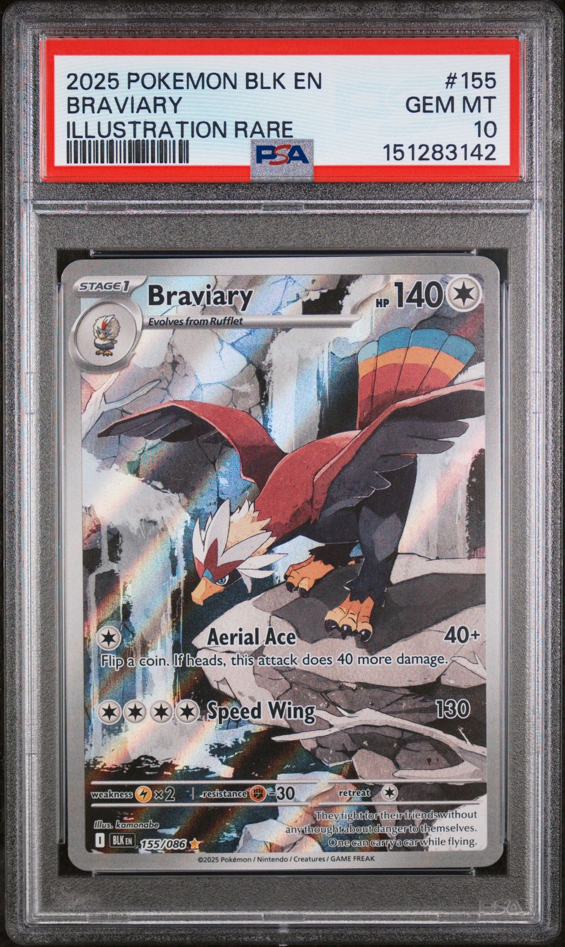 2025 Pokemon POKEMON BLK EN-BLACK BOLT ILLUSTRATION RARE #155 Braviary front