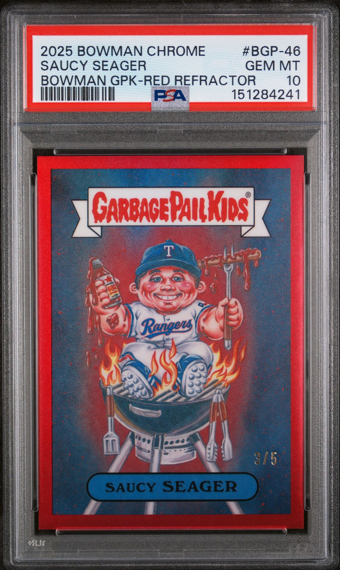 2025 Bowman Chrome BOWMAN CHROME BOWMAN GPK RED REFRACTOR #BGP-46 Saucy Seager front