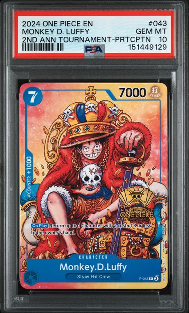 2024 One Piece ONE PIECE PROMOS 2ND ANN TOURNAMENT-PRTCPTN #043 Monkey D. Luffy front