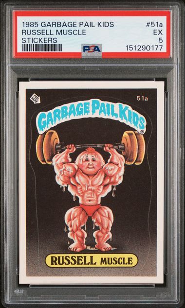 1985 Garbage Pail Kids GARBAGE PAIL KIDS STICKERS STICKERS #51A Russell Muscle front