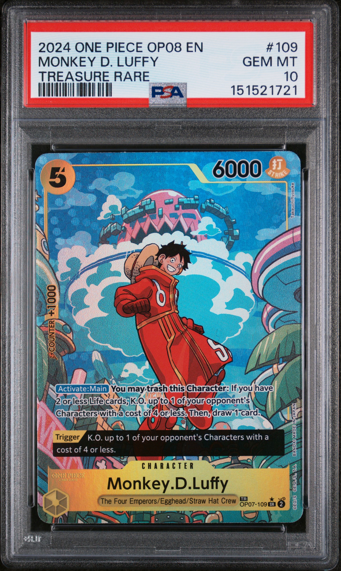 2024 #109 Monkey D. Luffy PSA 10 One Piece OP08-Two Legends