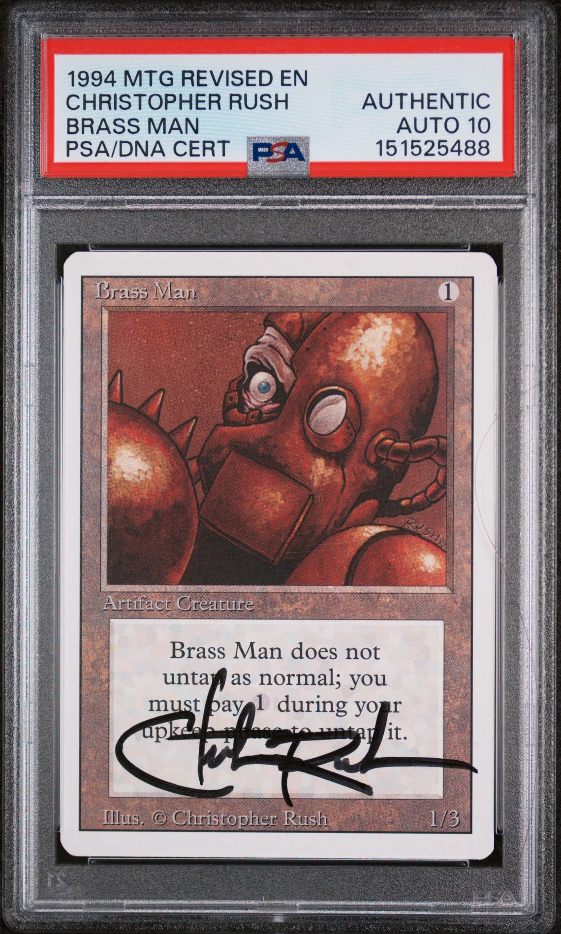 1994 MTG MAGIC THE GATHERING REVISED EDITION BRASS MAN Christopher Rush front