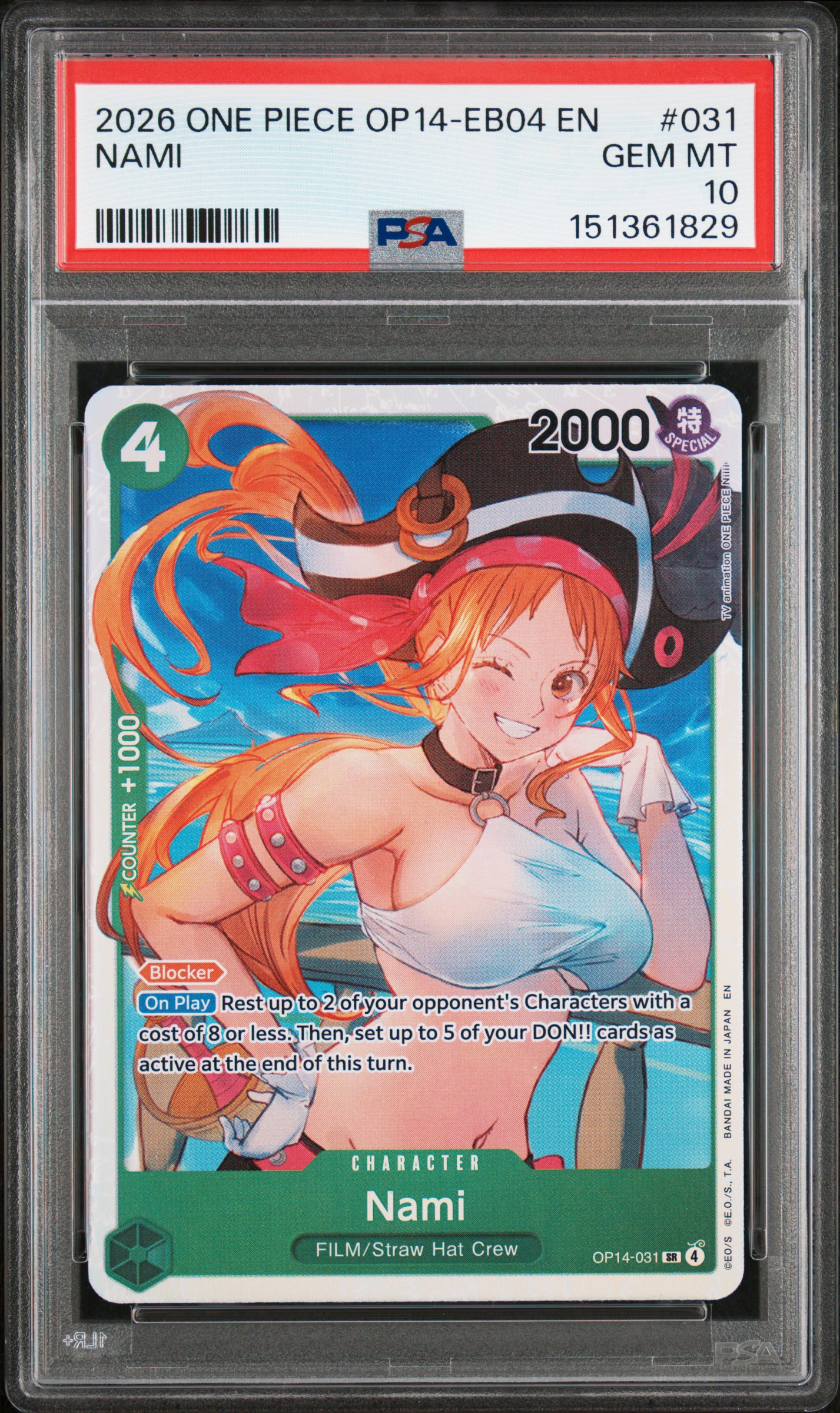 2026 #031 Nami PSA 10 One Piece OP14-EB04-the Azure Sea's Seven