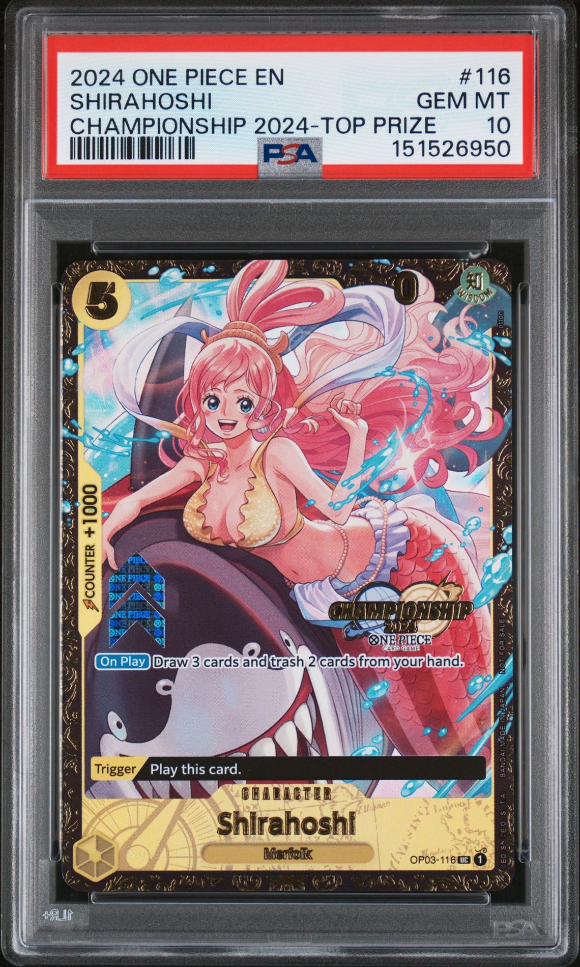 2024 One Piece ONE PIECE PROMOS CHAMPIONSHIP 2024-TOP PRIZE #116 Shirahoshi front