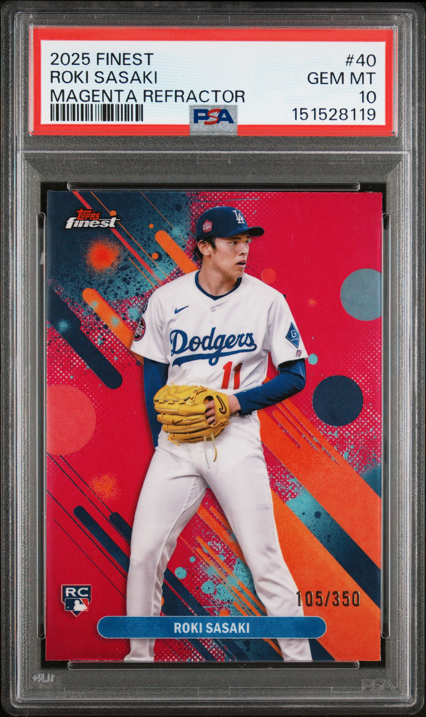 2025 #40 Roki Sasaki PSA 10 Topps Finest