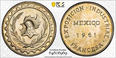 1951 Medal Grove-E-228a Ag French Industrial Exhibition MS64