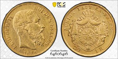 1876 20 Fr KM-37  Au  Position A AU58