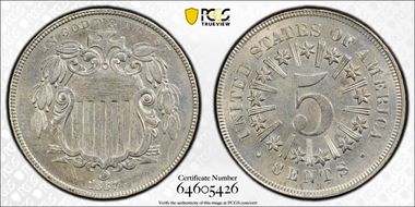 1867 5C Rays MS63