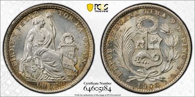 1908 FG/JF Dinero KM-204.2 MS66